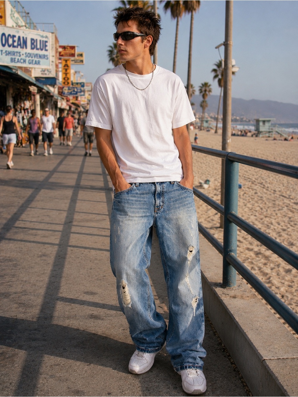 BKE Austin Men’s 33 Long Distressed Straight Leg Jeans Y2K Medium Wash